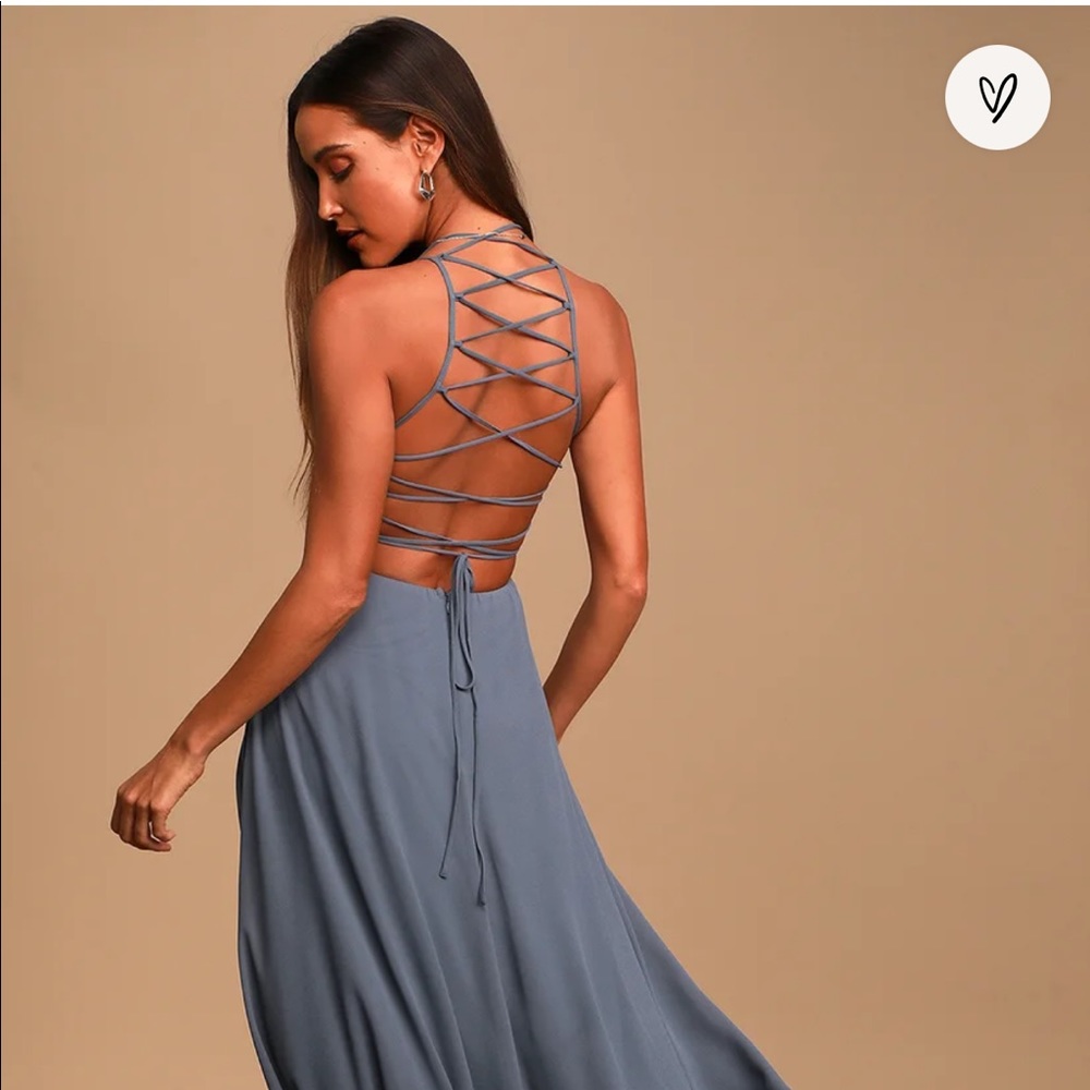 Lulus Strappy to Be Here Blue Maxi Dress